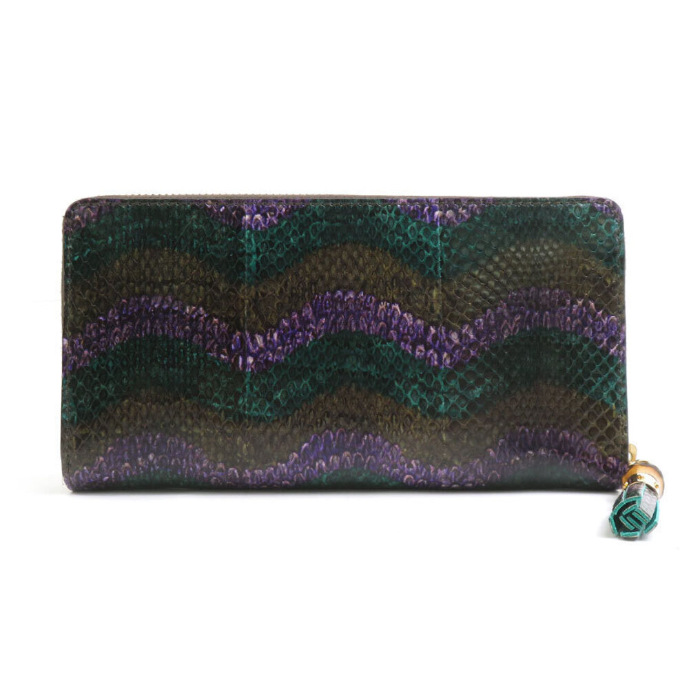 Gucci zip around long wallet python leather brown… - image 2